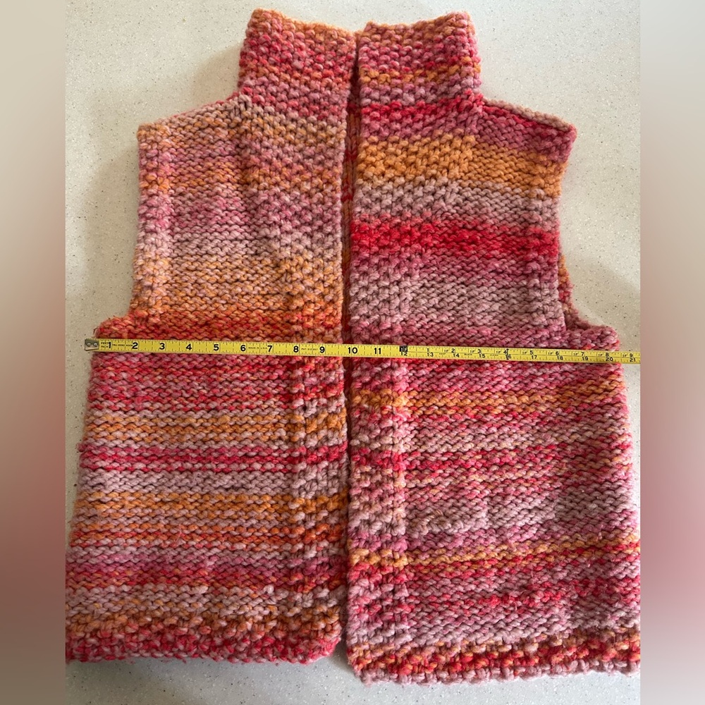 Handmade Multicolor Sweater Vest. Sunset Pastel Colors. Crochet. Sz. Large? - Picture 7 of 11